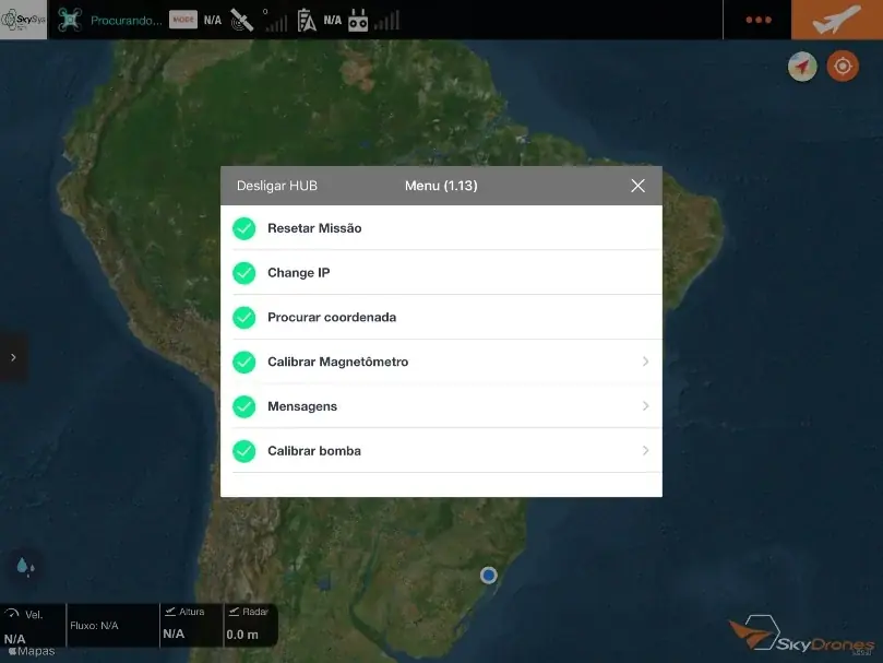 Menu de configurações