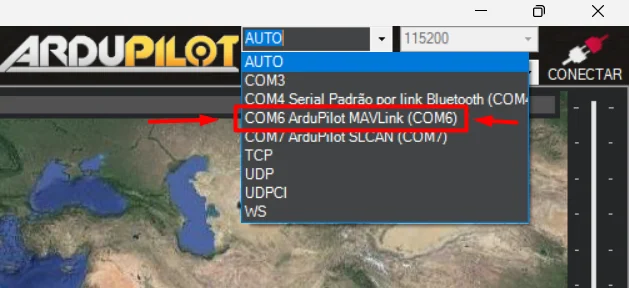 O número da porta (COM) pode variar conforme o dispositivo utilizado